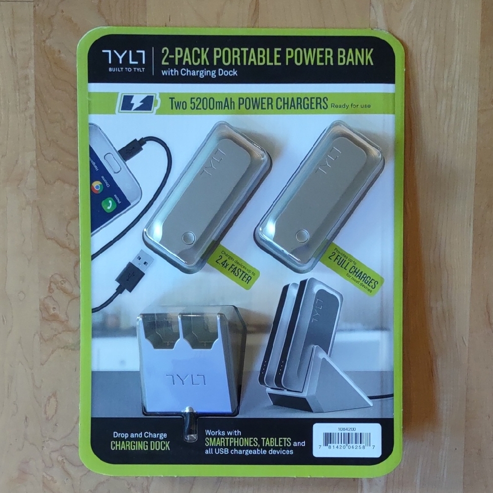 TYLT 2-Pack Portable Power Bank With Charing Dock